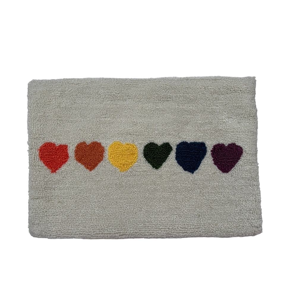Rainbow Heart Rectangle Knit Pillow Cover Zippered Cotton Blend Textured SONOMA